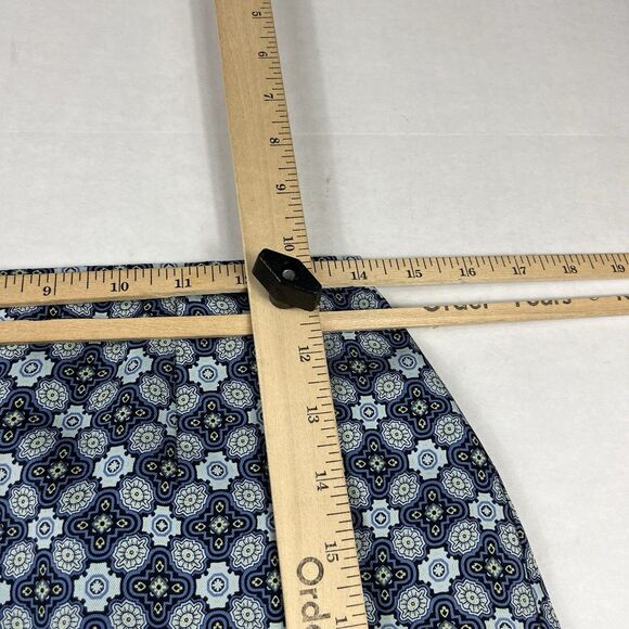 Ann Taylor Silk Pencil Skirt Blue Black Geometric Print 6P Petite Work Career - Picture 6 of 10